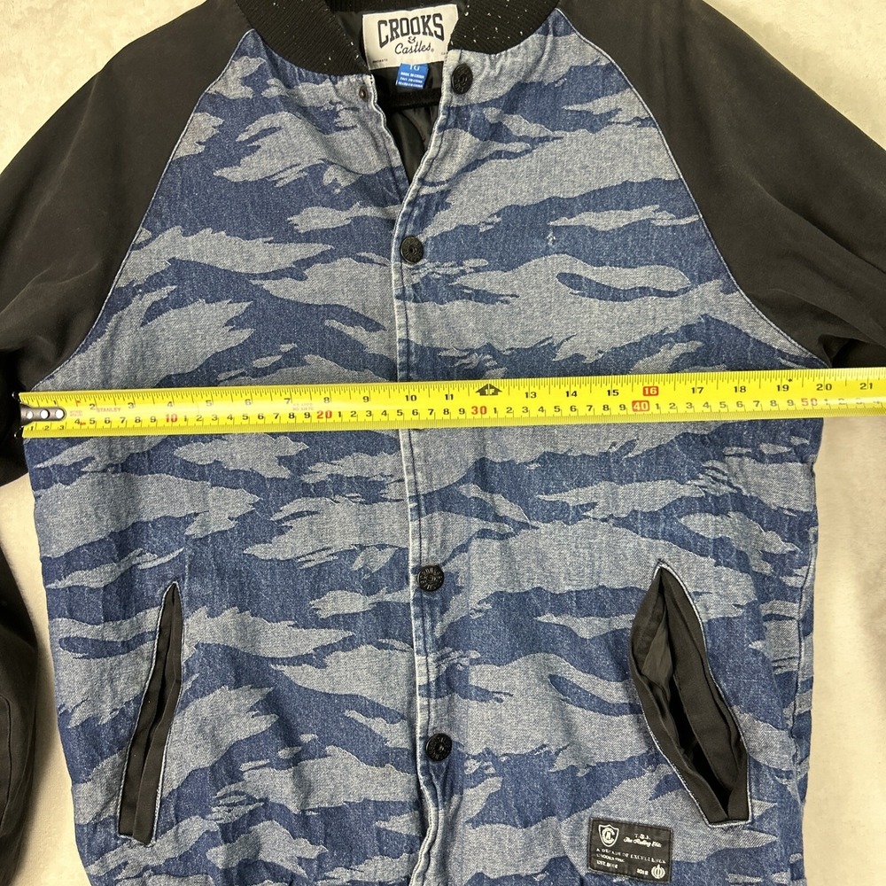 Crooks & Castles Men's Denim snap up Jacket-Tiger camo Size Extra Large XL - Picture 6 of 10